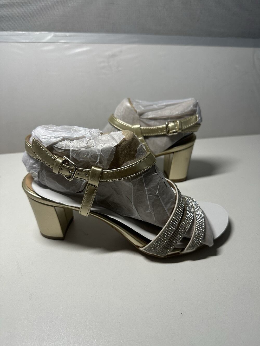 Naturalizer Women's Bridget4 Heeled Sandal Champagne Sparkle Sz 7 W